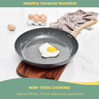 Fry Pan Nonstick 3 Piece Stretched Aluminium Cookware 8", 9.5", 11" Skillets Fry Pans with Induction Bottom
