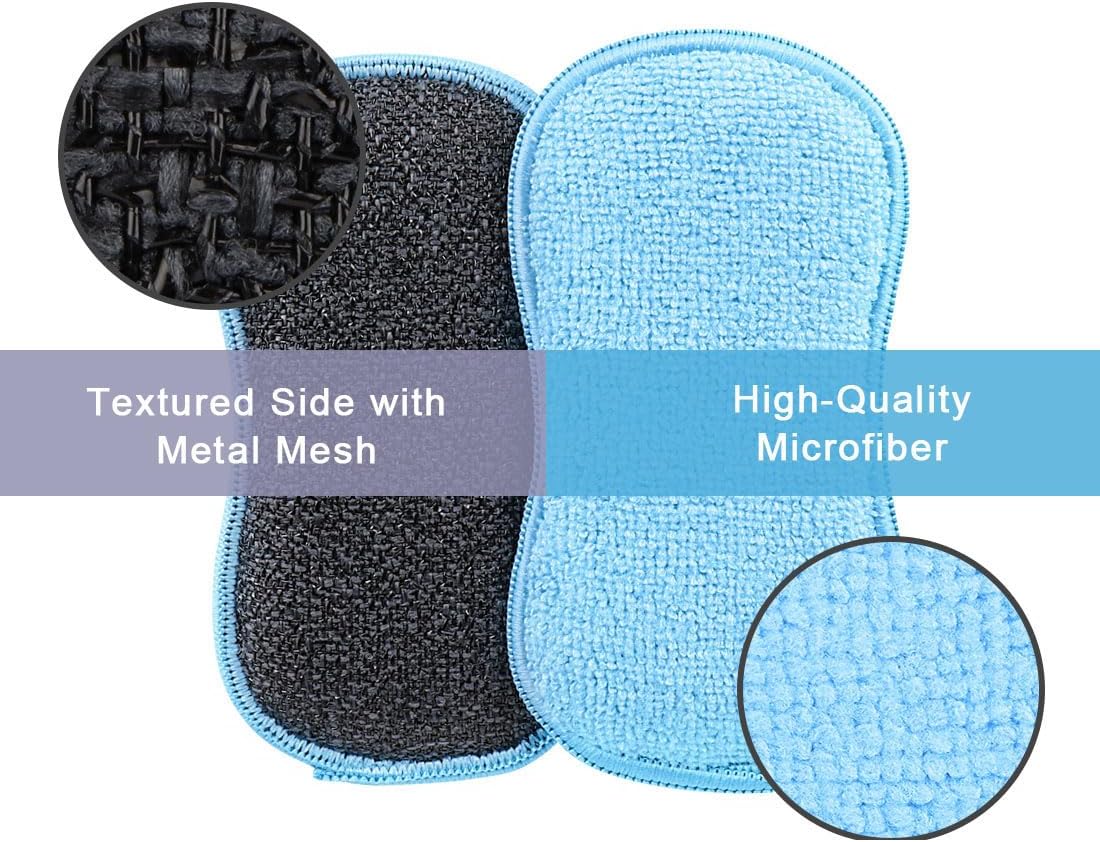 HOMEXCEL 12 Pack Multi-Purpose Scrub Sponges Kitchen, Dish Sponge, Non-Scratch Microfiber Sponge for Efficiently Cleaning Dishes, Pots, and Pans (Multicolor)