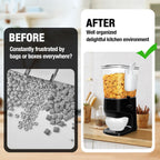 Cereal Dispenser Countertop Wath Bowls and Spoons Cereal Containers Storage for Pantry Snack Organizer Dry Food Storage Container with Lid for Kitchen Organization Oatmeal Nut Granol（Black 2 pack ）