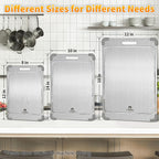 3Pcs 100% Pure Titanium Cutting Board with Grooves, Update Double Side Titanium Chopping Board, Silicone Anti-slip Stainless Cutting Boards Set for Kitchen, Grey