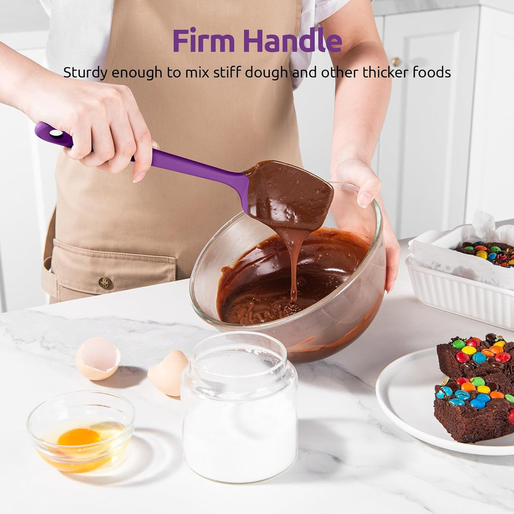 U-Taste Silicone Spoon Spatula Set: 480ºF Heat Resistant Food Grade Flexible Rubber Spoonula, Nonstick Cooking Mixing Scooping Kitchen Baking Scraper Utensils Set of 3 for Pan, Pot, Bowl (Purple)