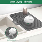 GUUKIN Silicone Dish Drying Mat, 17.7" x 11.8 " Drying Matt Kitchen Counter, Dish Drying Rack Mat, Easy Clean Pad for Countertop Protection, Multi-Functional Use (Grey)
