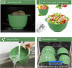 BoxedHome 4 Quart Large Plastic Mixing Bowls, Microwave Safe Mixing Bowl Set with Pour Spout, Nesting Bowls for Space Saving Storage(Grass Green)