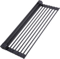 Ohuhu Roll Up Dish Racks, 16.5" L x 13" W Over The Sink Dish Drainer Drying Rack Kitchen Sink Organizer Silicone Wrapped Large in Sink Dish Drying Rack Foldable Rolling Drain Mats Anti-Slip