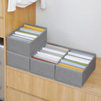 Qozary 4 Pack Drawer Organizers for Clothing, 8 Grids Foldable Closet Organizers and Storage Bins for Bedroom, Dresser Organizer Boxes for Thin T-shirts, Tank Tops