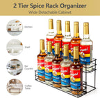 10 Bottle Capacity Coffee Syrup Organizer 2 Tier Coffee Syrup Stand Shelf for Coffee Bar Kitchen Small Wine Rack for Bar Family Storage for Syrup Wine Dressing