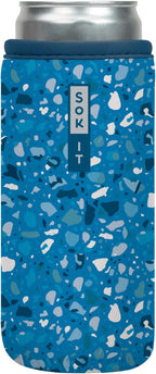 Sok It CanSok Sleeve for Beer & Soda Insulated Neoprene Cover (Sky Terrazzo, 12oz Slim Can Sleeve)