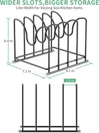 Pot Lid Organizer Rack,1.6in Wide Cutting Board Organizer for Pan Lids,Baking Sheets,Cookie Sheets, with 4 Slots,Cutting Board Holder Rack (2PC-Large)
