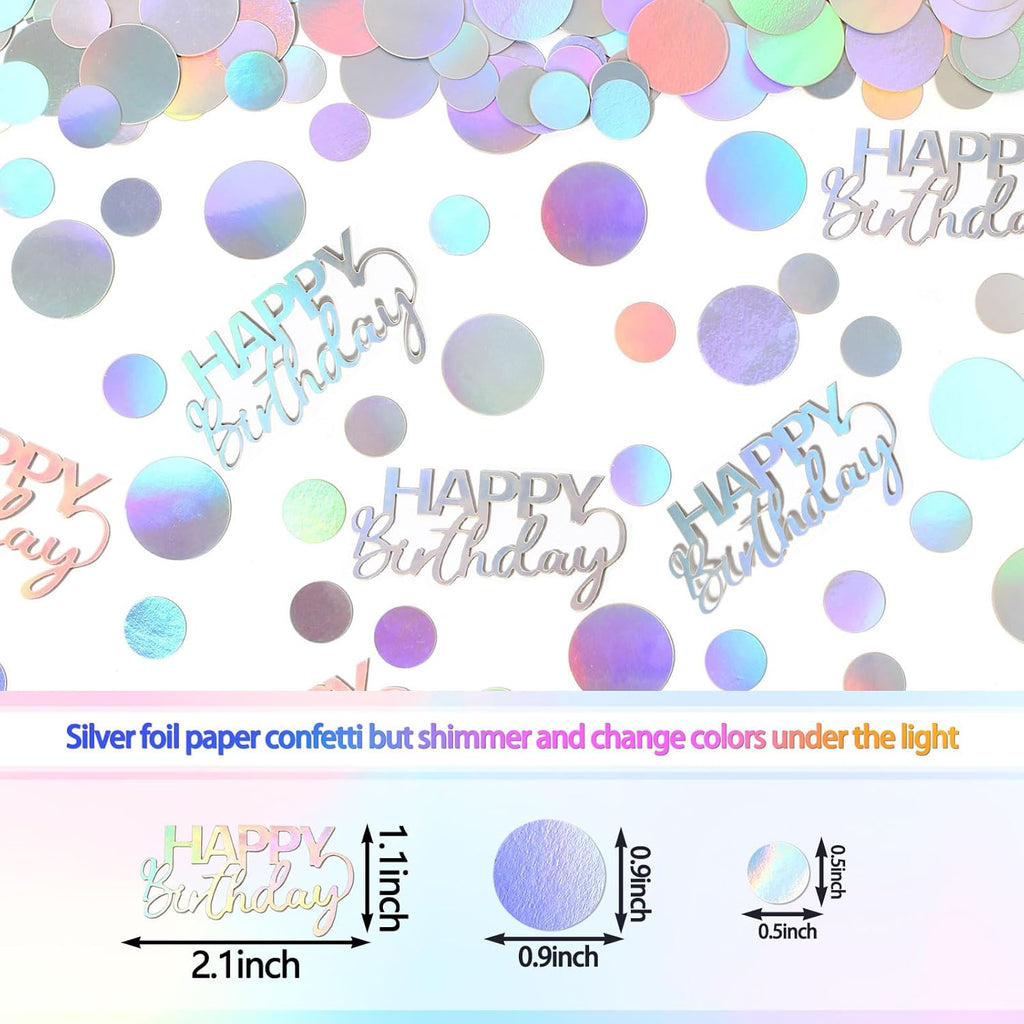 300PC Circle Dots Birthday Confetti for Table Iridescent Happy Birthday Table Scatters Party Decorations