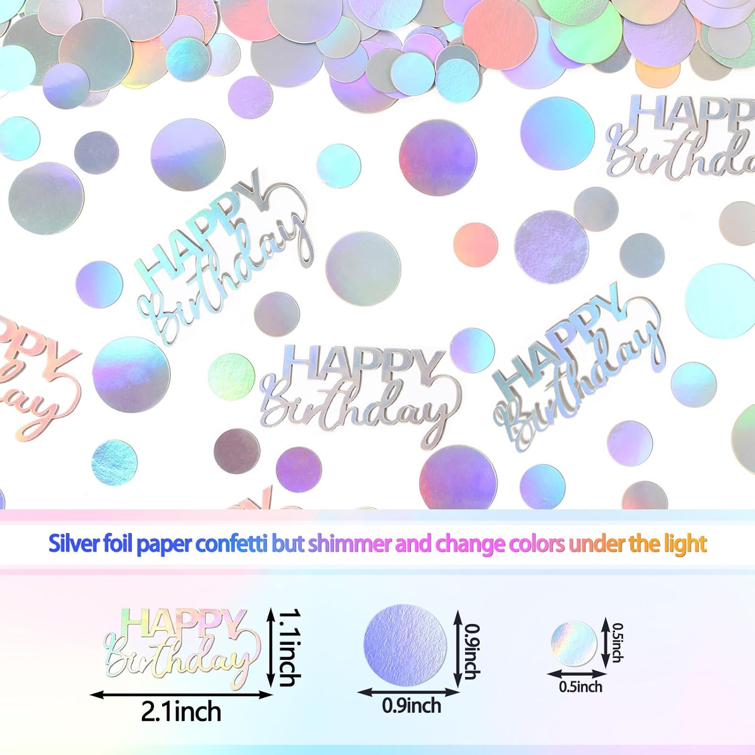 300PC Circle Dots Birthday Confetti for Table Iridescent Happy Birthday Table Scatters Party Decorations