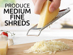 Zulay Kitchen Professional Cheese Grater Stainless Steel - Durable Rust-Proof Metal Lemon Zester Grater With Handle - Flat Handheld Grater For Cheese, Chocolate, Spices, And More - White