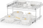 ROOMTEC Individual Pull Out Cabinet Organizer (28½" W x 21½" D), 2 Tier Spice Rack Organizer for Cabinet, Slide Out Drawer Pantry Shelf Organization and Storage for Kitchen Bathroom