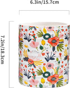 Kitchen Utensil Holder,7.2″Extra Large Stable Garden Floral Pattern Ceramic Utensil Crock,Flower Utensil Organizer for Countertop,Kitchen Decor,Utensil Holder for Housewarming,Wedding Gift