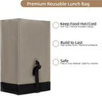 SUNNY BIRD Insulated Lunch Bag Rolltop Lunch Box Tote Bag for Women, Men, Adults and Teens (Grey and black)