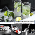 Ice Scoop,Ice Scooper for Ice Maker,24OZ Stainless Steel Metal Food Scoop Kitchen Bar Party Wedding Heavy Duty,Scoops for Household Purposes,Silver (11in)