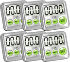 Elegant Digital Kitchen Timer Stainless Steel - Lime - Strong Magnetic Back - Kickstand - Loud Alarm - Large Display - Auto Memory - Auto Shut-Off - Model eT-25 (Lime 6-Pack) by eTradewinds