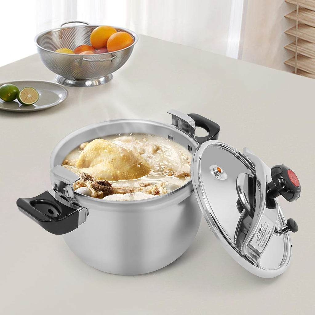 11.6 Quart Pressure Cooker Stainless Steel Pressure Canner, Large Capacity, Commercial Pressure Cooker Clamp On Type, Single Valves for Family or Commercial Use