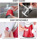 Ourokhome Rotary Cheese Grater Hand Crank, Kitchen Shredder Speed Mandolin Slicer Nut Grinder with Handle and Drum Blades for Cheese, Vegetable, Walnut, Chocolate, Potato, Carrot, 3 Blades, Red