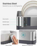 SONGMICS Large Dish Drying Rack, Premium Stainless Steel Dish Rack with Rotatable Spout, Fingerprint-Resistant Dish Drainers for Kitchen Counter, 12.5 x 22.5 in, Silver and Gray UKCS030E01