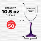 Custom Nuance Wine Glasses by ARC 10.5 oz. Set of 50, Personalized Bulk Pack - Restaurant Glassware, Perfect for Red Wine, White Wine, Cocktails - Purple