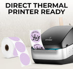 Perco Lavender 2-Inch Perforated Circle Dot Thermal Sticker Labels — 735 Stickers/Roll, Direct Thermal Printer Compatible—with Permanent Adhesive for Organizing, Color Coding, Bin Labeling—Made in USA