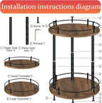 2 Tier Lazy Susan Organizer,2-Tier Spinning Spice Rack with Stable Carousel Base & 4 Height Settings for Cupboard Kitchen Countertop Dining Table Cupboard (Two-Ply(Round))