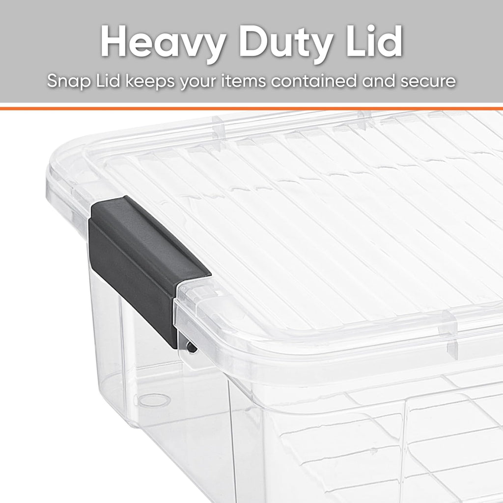 Superio Clear Storage Boxes with Lids, 16 Quart Plastic Container Bins for Organizing, Stackable Crates, BPA Free, Non Toxic, Odor Free, Organizers for Home, Office and Dorm, 4 Pack