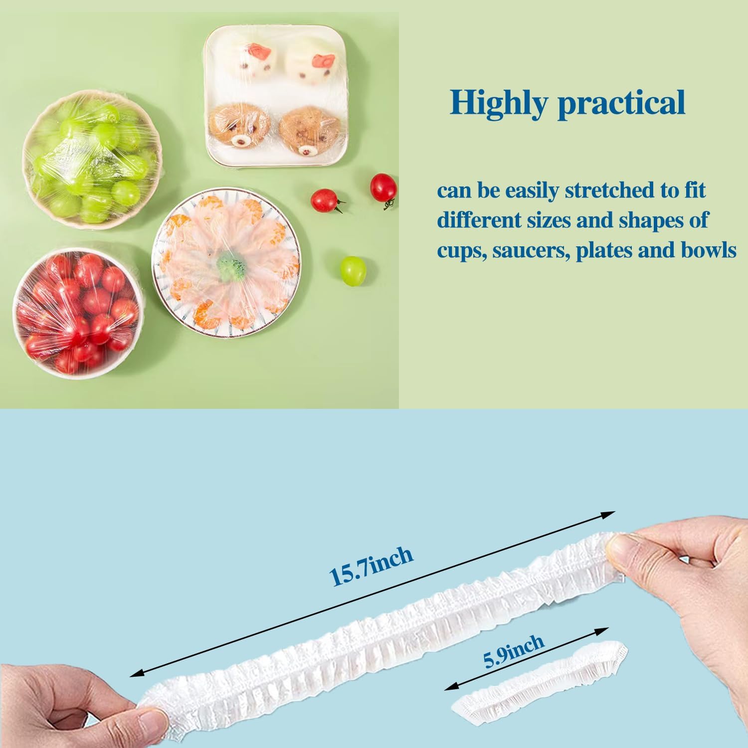 200PCS Reusable Elastic Bowl Covers, Plastic Food Covers with Elastic Edges,Airtight Stretchable Bowl Lids for Refrigerator Storage,Leftovers & Meal Prep,BPA Free,Assorted Sizes