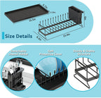 ANTOPY Small Dish Drying Rack - Compact Dish Rack for Kitchen Counter with Silicone Dish Drying Mat, Stainless Steel Dish Drainer for Kitchen Sink Cabinet, Space Saving Plate Rack Cutlery Holder