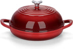 E-far Dutch Oven for Sourdough Bread Baking, 6 Qt Round Enameled Cast Iron Dutch Oven for Homemade Artisan Bread, Dome Lid & Shallow Base, Matte Black Interior & Durable, Oven-Safe to 500℉, Red