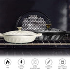 Enameled Cast Iron Braiser, 3.8 Quart Enamel Dutch Oven with Handles, Cast Iron Braiser Pan with Lid,Enameled Cookware (Black)