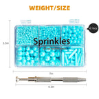 Kasvan Blue Mix Sugar Sprinkles - Edible Candy Pearls with 4-Claw Sprinkle Pen,118g/4.16 Oz, Gift Box Pack, Baking Cake Decorations, Ice Cream Toppings and Cookie Decorating (Blue)