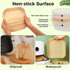 Ctizne Air Fryer Liners Disposable, 200PCS 6.5 Inch Square Parchment Paper Liner for Air Fryer, Grease and Waterproof Baking Liner for 3-5 QT Airfryer Basket