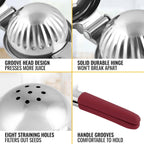 Zulay Lemon Squeezer Stainless Steel with Premium Heavy Duty Solid Metal Squeezer Bowl and Food Grade Silicone Handles - Large Manual Citrus Press Juicer and Lime Squeezer Stainless Steel (Cranberry)