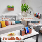 Utensil Holder Large Iron Flatware Container with 3 Compartments Countertop Wall-mounted Kitchen Utensil Storage (White)