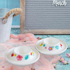 Cinf Ceramic Egg Holder Hawaii Flower Set of 2 Porcelain Holder Breakfast Boiled Cooking Easy to Clean Childhood Memories Kitchen