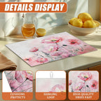 Pink Poppy Flower Dish Drying Mat for Kitchen Counter Microfiber Absorbent Dish Kitchen Drying Mat Draining Reusable Washable for Dishes/Utensils/Counterto