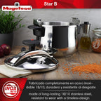 MAGEFESA Star Belly Pressure Cooker 6.3 Qt – 18/10 Stainless Steel, Rounded Bottom, 3 Safety Systems, Works on All Stovetops Including Induction, 8 PSI