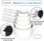 TILUCK Measuring Cups & Spoons Set, Stackable Cups and Spoons, Nesting Measure Cups with Stainless Steel Handle, Kitchen Gadgets for Cooking & Baking（white）