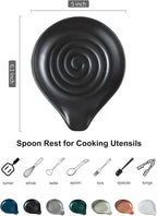 LAUCHUH Spoon Rest, Cooking Spoon Holder for Stove Top Large Kitchen Spatula Holder for Spoons, Ladles, Tongs, Christmas, Set of 2, Black