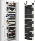 Over The Door Hanging Organizer 6-Shelves and 12 Side Pockets, Over The Door Storage Organizer, Back of Door Organizers for Baby Accessories and Children's Toys (13"x5"x54", Black)