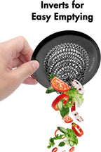Sink Drain Strainer (Black): Flexible Anti-Slip Chainlink, 304 Stainless Steel. Upgraded Clog-Free, Easy-Clean Catcher for Kitchen Garbage Disposal