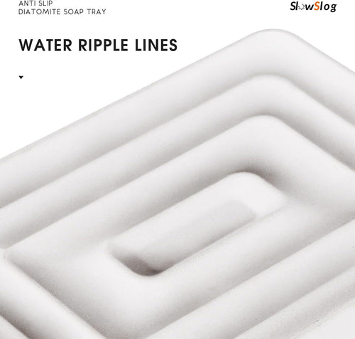 1 Pack Diatomite Soap Dish Holder, Quick Dry Stone Bath Tray, Diatomaceous Earth Stone Soap Holder, Water Absorbent Rectangular Soap Dish for Bar Soap, White