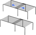 Redrubbit Expandable Metal Rustproof Kitchen Counter and Shelf Rack, 4 Piece Set of 2, Space Saver for Kitchen, Fridge, Bathroom