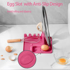 Silicone Spoon Holder Spoon Rest with Lid Holder for Stove Top,BPA Free Utensil Rest for Kitchen Countertop,Non-Slip Heat-Resistant Stove Utensil Holder for Spatula,Ladle,Tong&Pot Lid (Grey)