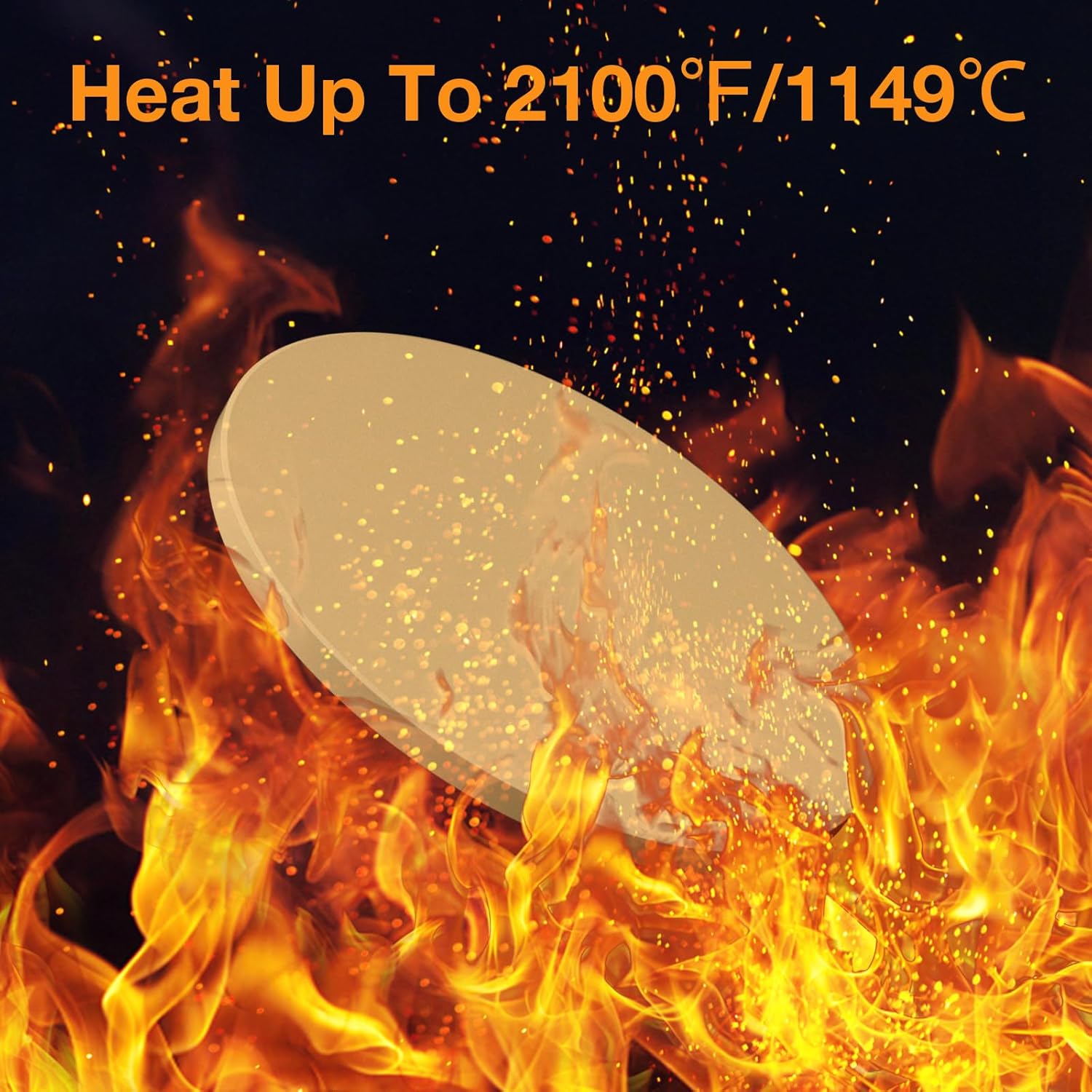 Round Pizza Stone for Grill 16 inch with Handles - Heavy Duty Cordierite Pizza Stone for Oven -Thermal Shock Resistant Baking Stone, Includes Metal Rack & Scraper