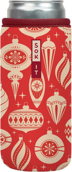 Sok It CanSok Sleeve for Beer & Soda Insulated Neoprene Cover (Vintage Baubles, 12oz Slim Can Sleeve)