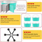 Cupcake Pans with Dome Lids 100 Pack,LNYZQUS 5oz Mini Aluminum Baking Pans Cupcake Cups Muffin Tin,Disposable Ramekins Mini Cake Pans Cupcake Containers Holders -Cyan Blue