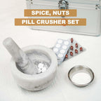 Koville Marble Mortar and Pestle Set, 5"-1.5 Cups Grinder Bowl for Guacamole, Salsa, Pill Crusher, Spice, Herb, Garlic, Nut, Heavy Duty Grinder for Kitchen(Grigio Fantasy)
