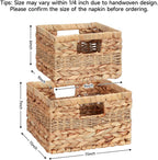 Wicker Storage Baskets with Built-in Handles, Natural Water Hyacinth and Seagrass, Decorative Handmade Storage Baskets for Organizing, Set of 2, Large and Small